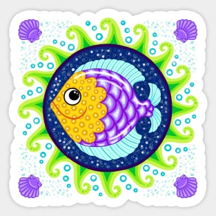 Funny Little Fish Mandala Sticker